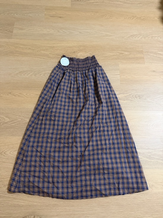 Checked Maxi Skirt in Blue and Tan - Picture 3 of 5